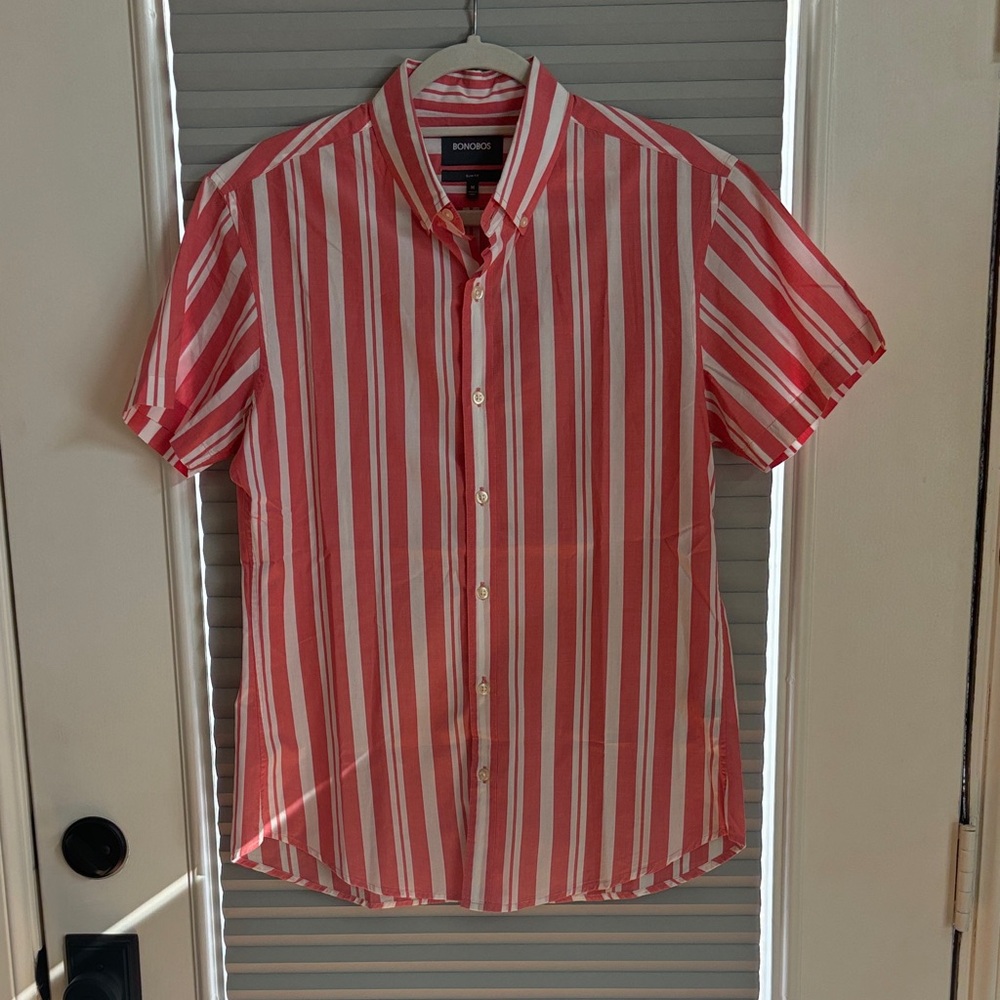 Bonobos Red and White Striped Casual Shirt